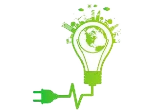 Icono de una bombilla verde con el planeta, símbolo de los sistemas de gestión ambiental