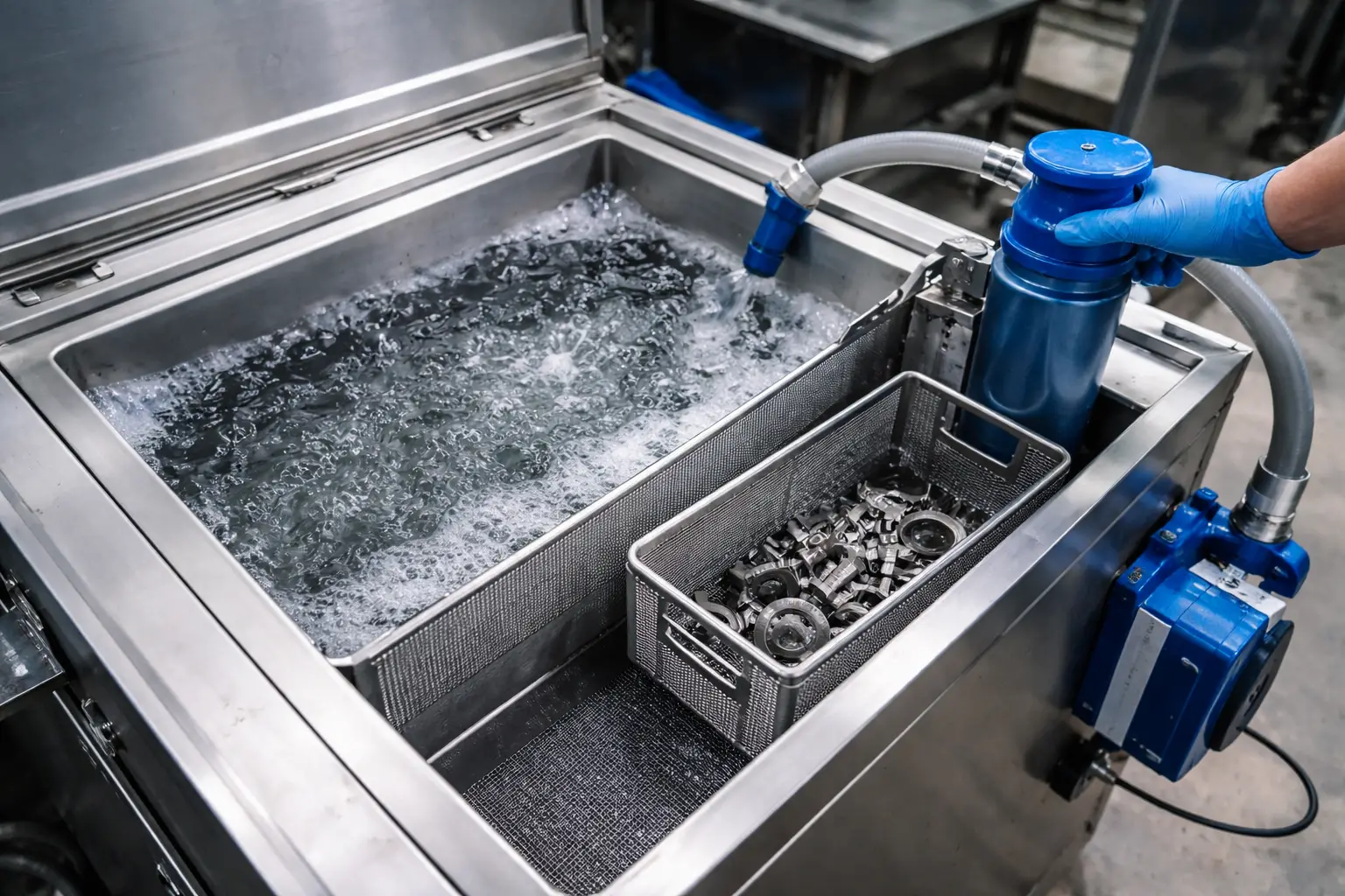 mantenimiento de baño de limpieza por ultrasonidos industrial con filtracion